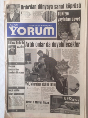 Ordu Yorum Gazetesi 13 Nisan 2007 - Ordudan Dünyaya Sanat Köprüsü GZ23250 - 1