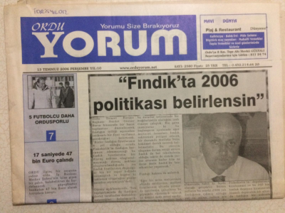 Ordu Yorum Gazetesi 13 Temmuz 2006 - Fındıkta 2016 Politikası Belirlensin GZ24788 - 1