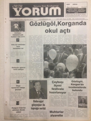 Ordu Yorum Gazetesi 14 Haziran 2006 - Gözlügöl Korganda Okul Açtı GZ23343 - 1