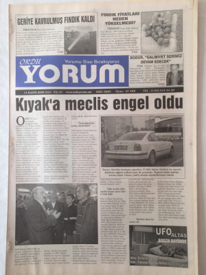 Ordu Yorum Gazetesi 14 Kasım 2006 - Kıyaka Meclis Engel Oldu GZ23225 - 1