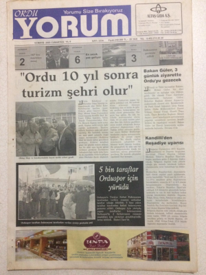 Ordu Yorum Gazetesi 14 Mayıs 2005 - Ordu 10 Yıl Sonra Turizm Şehri Olur GZ23535 - 1