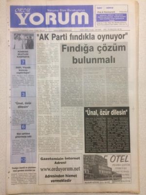 Ordu Yorum Gazetesi 14 Temmuz 2006 - Ak Parti Fındıkla Oynuyor GZ23367 - 1