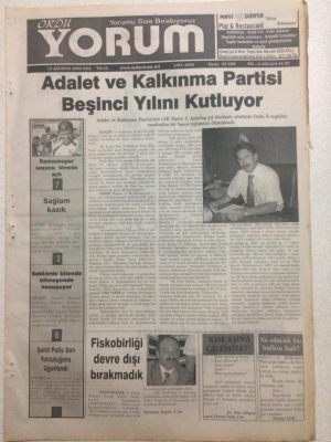 Ordu Yorum Gazetesi 15 Ağustos 2006 - Adalet Ve Kalkınma Partisi Beşinci Yılını Kutluyor GZ23492 - 1