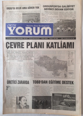 Ordu Yorum Gazetesi 15 Kasım 2006 - Çevre Planı Katliamı GZ23226 - 1