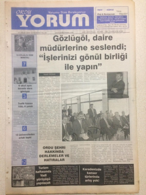 Ordu Yorum Gazetesi 15 Nisan 2006 - Karadenizde Kanser Türlerinde Artış Yok GZ23368 - 1