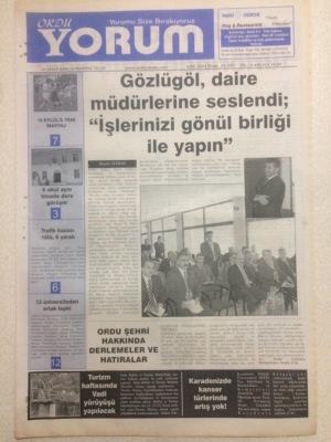 Ordu Yorum Gazetesi 15 Nisan 2006 - Ordu Şehri Hakkında Derlemeler Hatıralar GZ23300 - 1