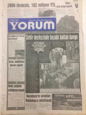 Ordu Yorum Gazetesi 15 Şubat 2007 - 2006 İhracatı 162 Milyon YTL GZ23276 - 1