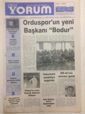 Ordu Yorum Gazetesi 16 Haziran 2006 - Ordusporun Yeni Başkanı Bodur GZ23345 - 1