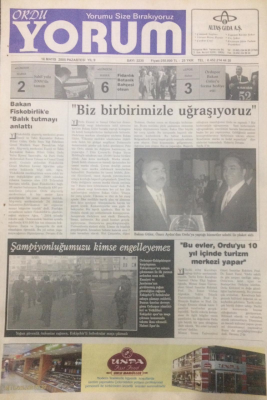 Ordu Yorum Gazetesi 16 Mayıs 2005 - Bakan Fiskobirlike Balık Tutmayı Öğretti GZ23547 - 1