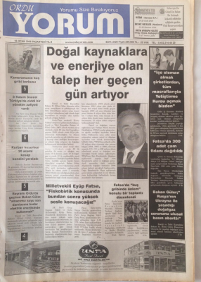 Ordu Yorum Gazetesi 16 Ocak 2006 - M.Ali Ağcanın Tahliye Kararına Sert Tepki GZ23152 - 1