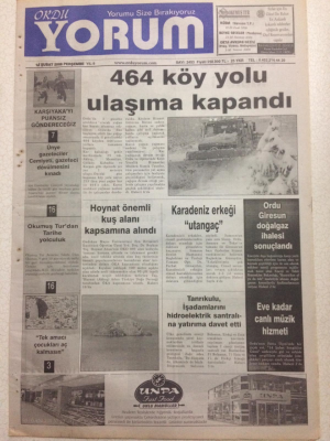 Ordu Yorum Gazetesi 16 Şubat 2006 - 464 Köy Yolu Ulaşıma Kapandı GZ23444 - 1