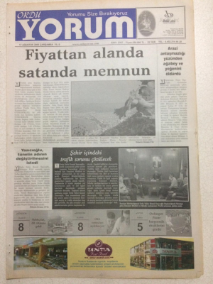 Ordu Yorum Gazetesi 17 Ağustos 2005 - Fiyattan Alanda Satanda Memnun GZ23519 - 1