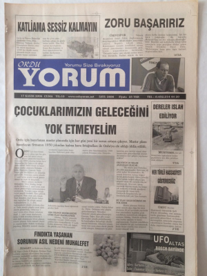 Ordu Yorum Gazetesi 17 Kasım 2006 - Fındıkta Yaşanan Sorunun Asıl Nedeni Muhalefet GZ23228 - 1