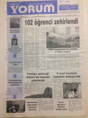 Ordu Yorum Gazetesi 17 Mayıs 2006 - 102 Öğrenci Zehirlendi GZ23324 - 1