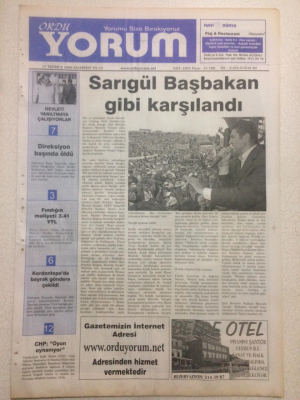 Ordu Yorum Gazetesi 17 Temmuz 2006 - Mustafa Sarıgül Başbakan Gibi Karşılandı GZ23369 - 1