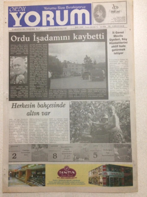 Ordu Yorum Gazetesi 18 Ağustos 2005 - Ordu İş Adamını Kaybetti GZ23520 - 1