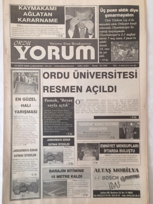 Ordu Yorum Gazetesi 18 Ekim 2006 - Ordu Üniversitesi Resmen Açıldı GZ23180 - 1