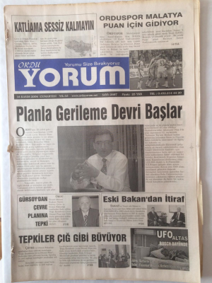 Ordu Yorum Gazetesi 18 Kasım 2006 - Gürsoydan Çevre Planına Tepki GZ23229 - 1
