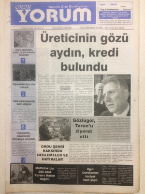 Ordu Yorum Gazetesi 18 Nisan 2006 - Üreticinin Gözü Aydın,Kredi Bulundu GZ23301 - 1