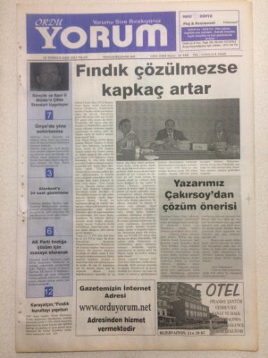 Ordu Yorum Gazetesi 18 Temmuz 2006 - Fındık Çözülmezse Kapkaç Artar GZ23370 - 1