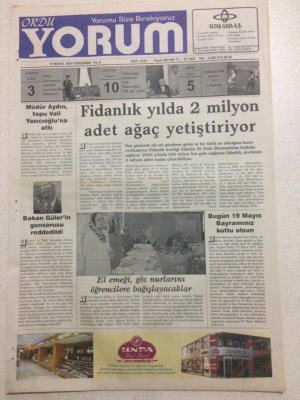 Ordu Yorum Gazetesi 19 Mayıs 2005 - Bakan Gülerin Gensorusu Reddedildi GZ23538 - 1