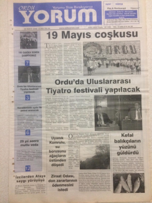 Ordu Yorum Gazetesi 19 Mayıs 2006 - Orduda Uluslararası Tiyatro Festivali Yapılacak GZ23326 - 1
