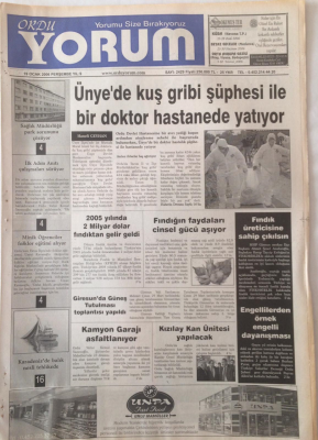 Ordu Yorum Gazetesi 19 Ocak 2006 - Fındığın Faydaları Cinsel Gücü Aşıyor GZ23155 - 1