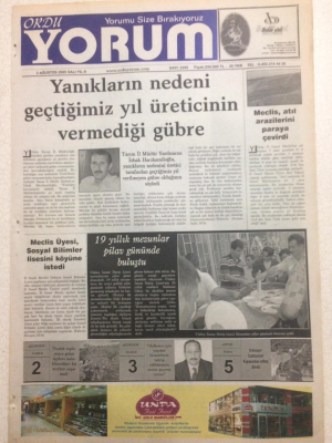 Ordu Yorum Gazetesi 2 Ağustos 2005 - Meclis Atıl Arazilerini Paraya Çevirdi GZ23508 - 1