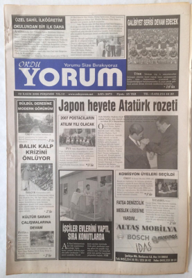 Ordu Yorum Gazetesi 2 Kasım 2006 - Japon Heyete Atatürk Rozeti GZ23216 - 1