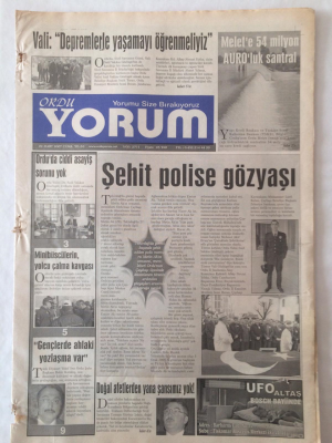 Ordu Yorum Gazetesi 2 Mart 2007 - Şehit Polise Gözyaşı GZ23189 - 1