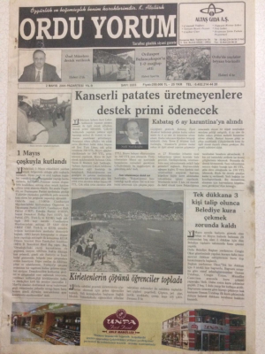 Ordu Yorum Gazetesi 2 Mayıs 2005 - Kanserli Patates Üretmeyenlere Destek Primi Ödenecek GZ23526 - 1
