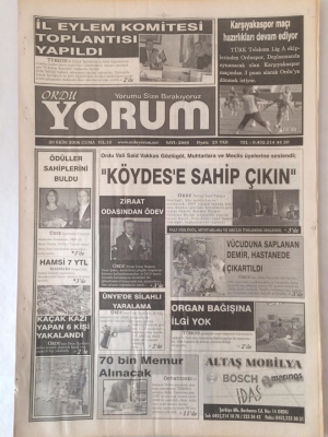Ordu Yorum Gazetesi 20 Ekim 2006 - İl Eylem Komitesi Toplantısı Yapıldı GZ23182 - 1