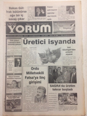 Ordu Yorum Gazetesi 20 Eylül 2006 - Üretici İsyanda GZ23385 - 1