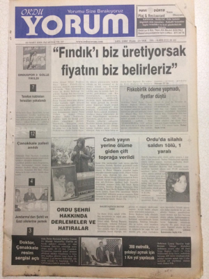 Ordu Yorum Gazetesi 20 Mart 2006 - Fındığı Biz Üretiyorsak Fiyatını Biz Belirleriz GZ23471 - 1