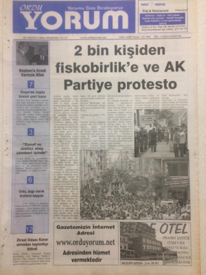 Ordu Yorum Gazetesi 20 Temmuz 2006 - 2 Bin Kişiden Fiskobirlik Ve Ak Partiye Protesto GZ23373 - 1