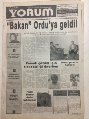 Ordu Yorum Gazetesi 21 Ağustos 2006 - Bakan Orduya Geldi GZ23497 - 1
