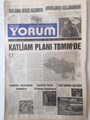 Ordu Yorum Gazetesi 21 Kasım 2006 - Katliam Planı TBMMde GZ23231 - 1