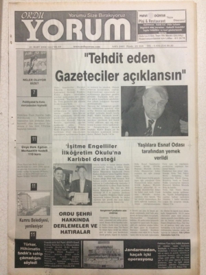 Ordu Yorum Gazetesi 21 Mart 2006 - Tehdit Eden Gazeteciler Açıklansın GZ23472 - 1