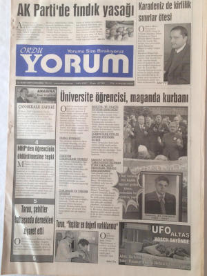Ordu Yorum Gazetesi 21 Mart 2007 - AK Partide Fındık Yasağı GZ23205 - 1