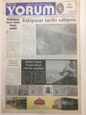 Ordu Yorum Gazetesi 22 Ağustos 2005 - Doğalgaz Boru Hattı İhale Edildi GZ23523 - 1