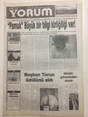 Ordu Yorum Gazetesi 22 Ağustos 2006 - Yaşar PamukBüyük Bir Bilgi Kirliliği Var GZ23498 - 1