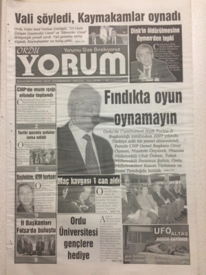 Ordu Yorum Gazetesi 22 Ocak 2007 - Fındıkta Oyun Oynamayın GZ23422 - 1