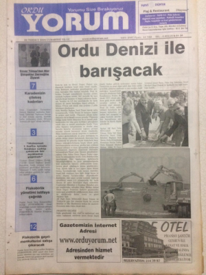 Ordu Yorum Gazetesi 22 Temmuz 2006 - Ordu Denizi İle Barışacak GZ23375 - 1