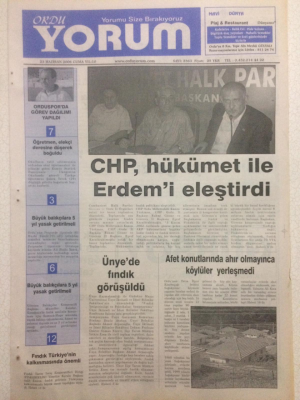 Ordu Yorum Gazetesi 23 Haziran 2006 - CHP Hükümet İle Erdemi Eleştirdi GZ23350 - 1