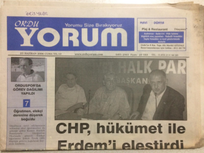 Ordu Yorum Gazetesi 23 Haziran 2006 - Chp,Hükümet İle Erdemi Eleştirdi GZ24785 - 1
