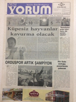 Ordu Yorum Gazetesi 23 Mayıs 2005 - Orduspor Artık Şampiyon GZ23541 - 1
