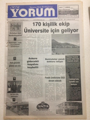 Ordu Yorum Gazetesi 23 Şubat 2006 - 170 Kişilik Ekip Üniversite İçin Geliyor GZ23450 - 1