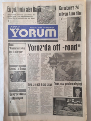 Ordu Yorum Gazetesi 24 Mart 2007 - Karadenize 24 Milyon Auro Hibe GZ23208 - 1