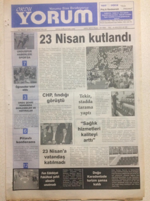 Ordu Yorum Gazetesi 24 Nisan 2006 - CHP Fındığı Görüştü GZ23306 - 1