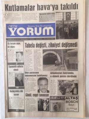 Ordu Yorum Gazetesi 24 Nisan 2007 - Tabela Değişti Zihniyet Değişmedi GZ23259 - 1